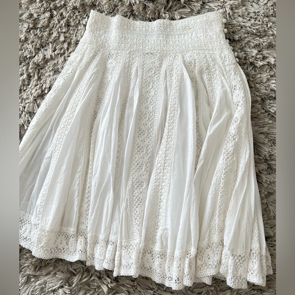 Willi Smith White Crochet-Trim Circle Skirt – Size 8 - Picture 3 of 9